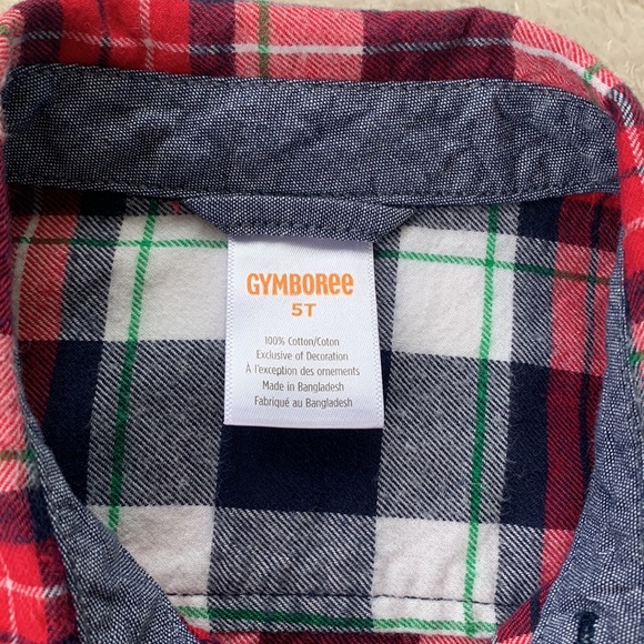 Gymboree Head of the Class Flannel Shirt Boys 5T Red Blue White EUC - Picture 5 of 7